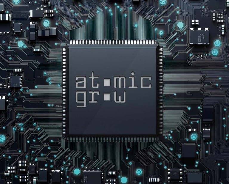 Atomic-LED chip op een circuit board